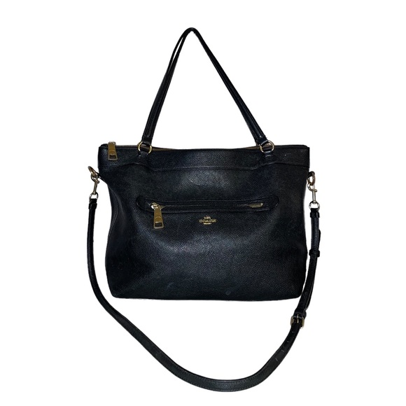 Coach Handbags - Coach Tyler Large Tote Bag Pebbled Black Leather Like New Gold Details